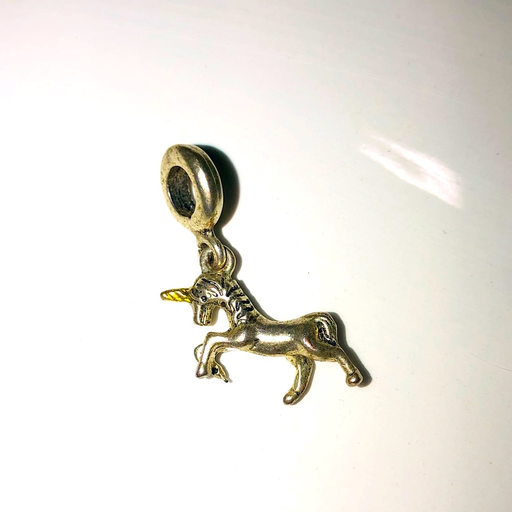 SILVER UNICORN CHARM WITH GOLD HORN